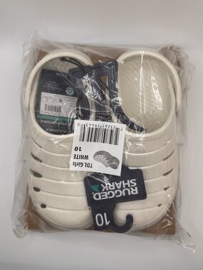 Rugged Shark Girls White Clogs Size 10 New Slip On Shoes Crocs Style